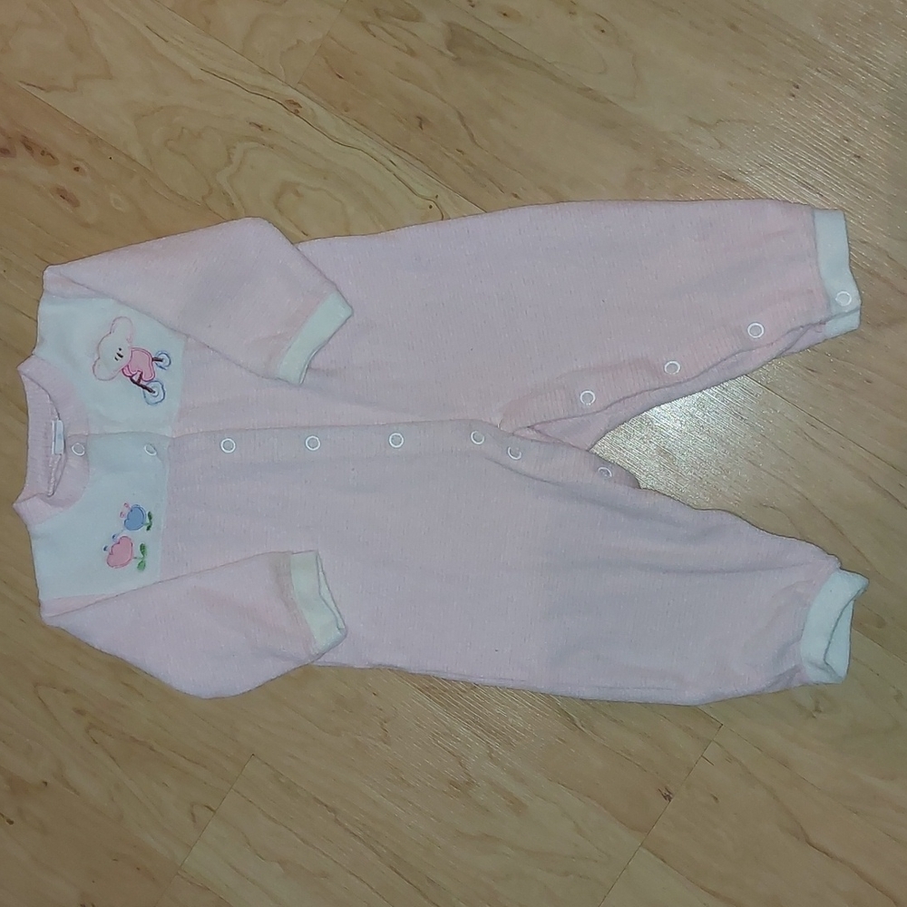 Vtg Pink and White Baby Sleeper size 3-6 months